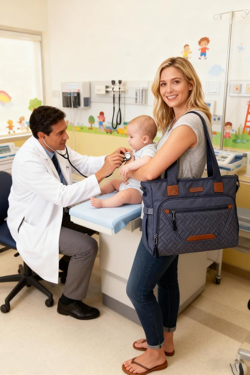 FHELAD Diaper Bag Tote, with 16 Inch Laptop Compartment and 3 cooler Pocket Ideal for Boy (Dark Gray) - Image 2